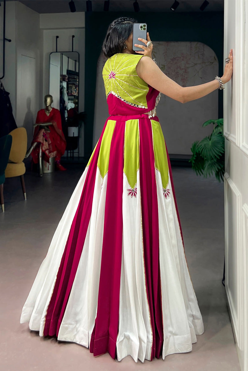 Rangrez Fuchsia & Ivory Navratri Chaniya Choli with Koti Set