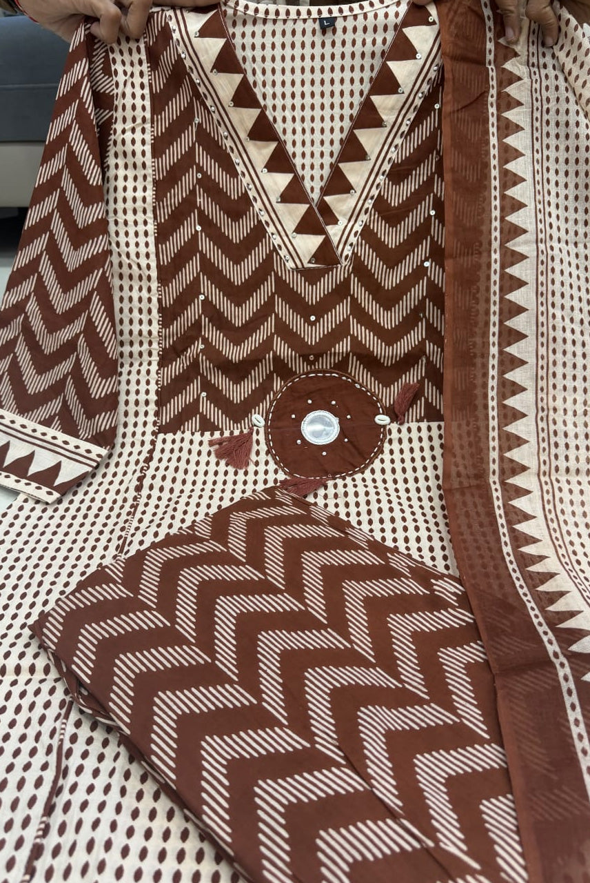 Earthy Tribal Print Kurta Set
