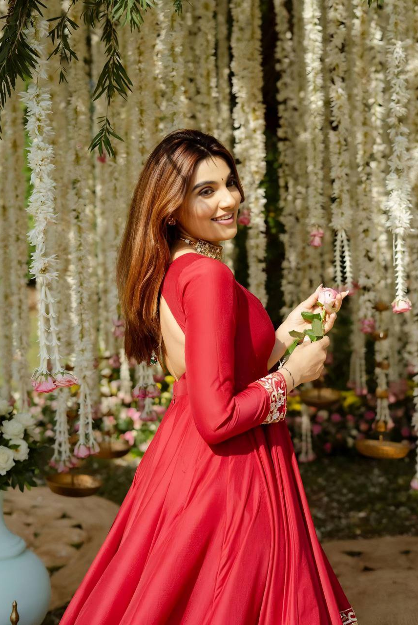 Rang Mahal Crimson Anarkali Set