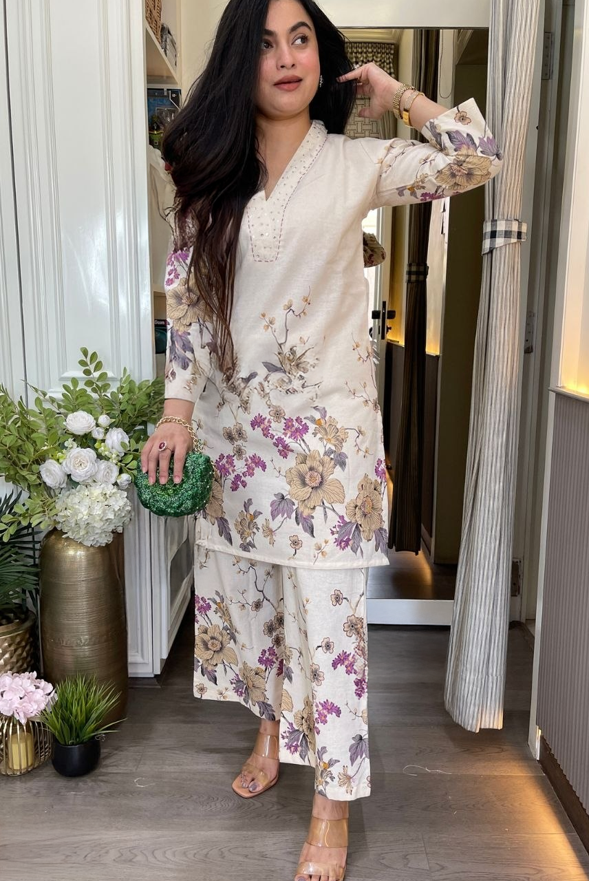 Ivory Blossom Luxe Co-ord Set
