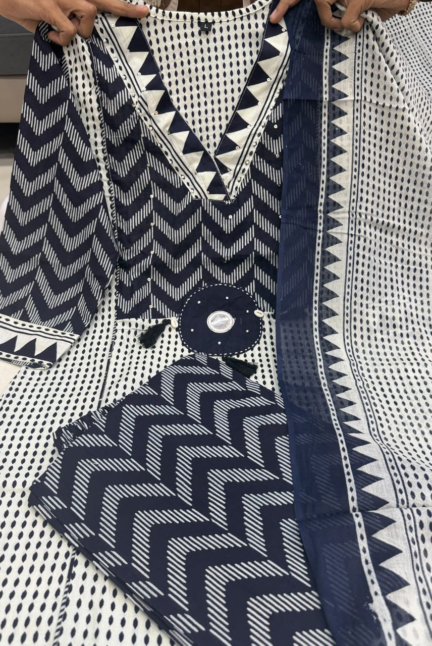 Indigo Boho Print Kurta Set