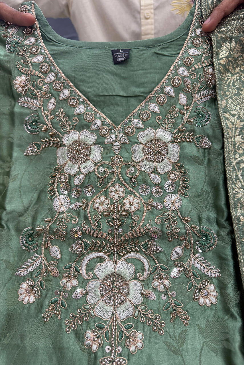 Sage Noor Embroidered Suit Set