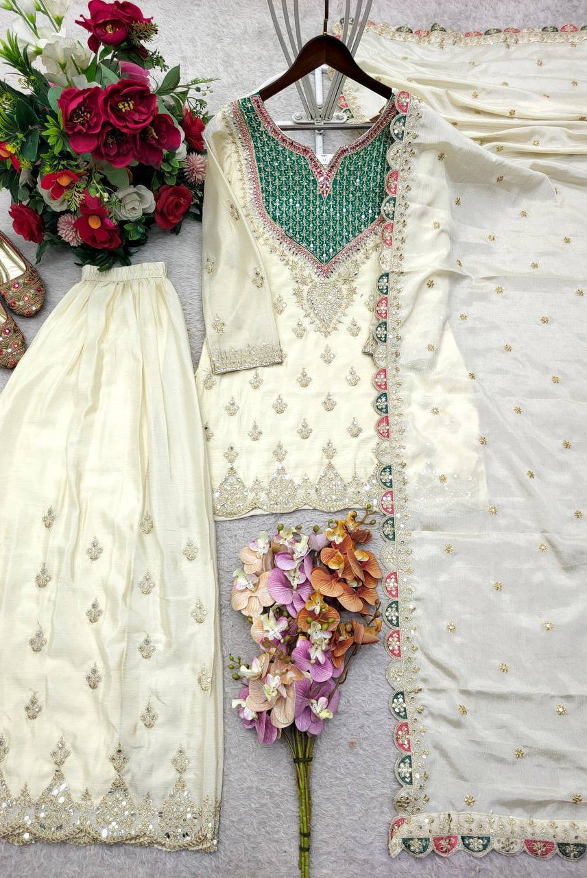 Ivory Mint Sharara Set