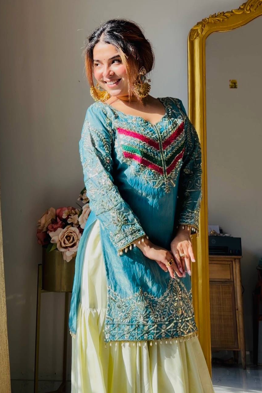 Aqua Noor Gharara Set
