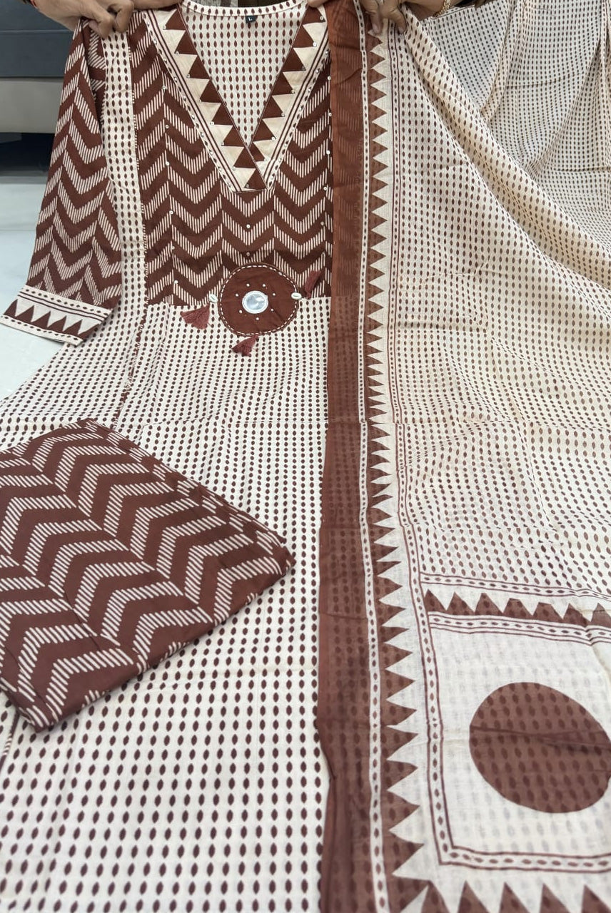 Earthy Tribal Print Kurta Set