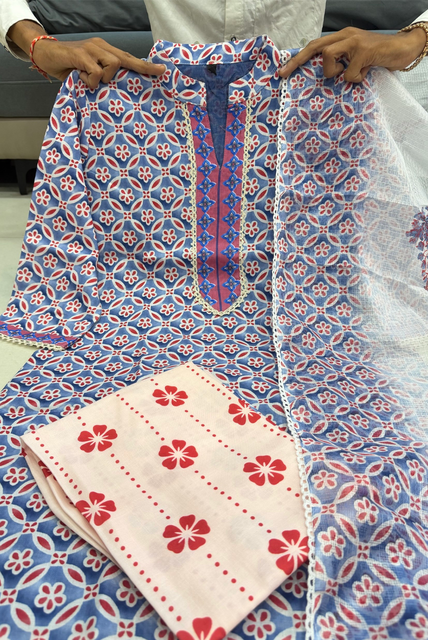Azure Grace Printed Suit Set