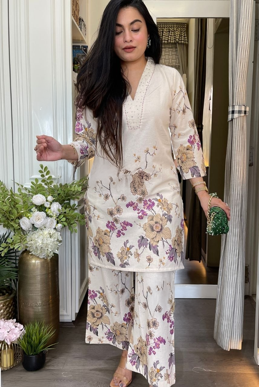 Ivory Blossom Luxe Co-ord Set