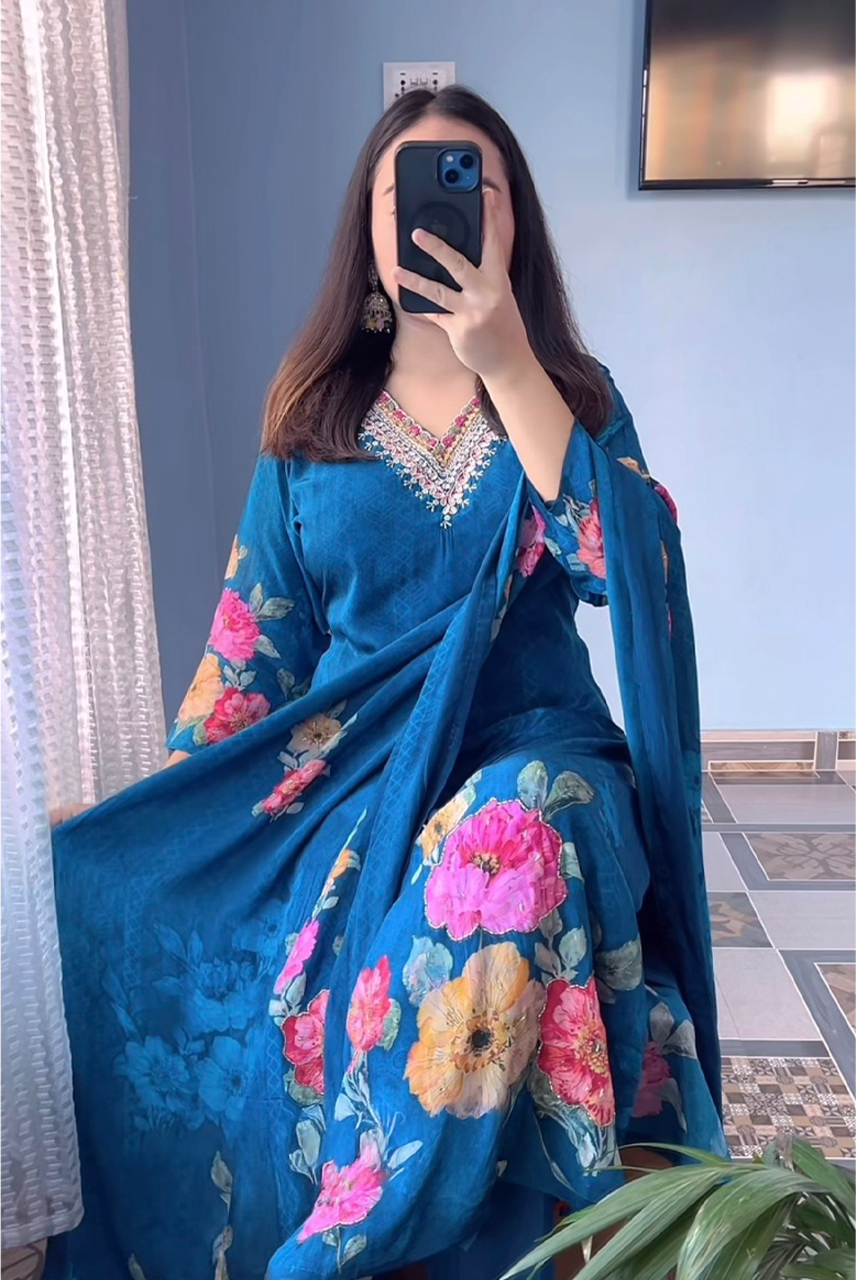 Midnight Bloom Floral Suit Set