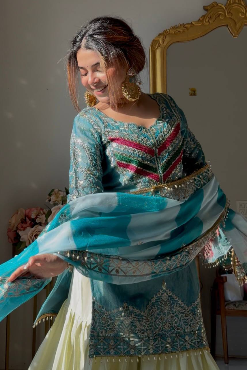 Aqua Noor Gharara Set