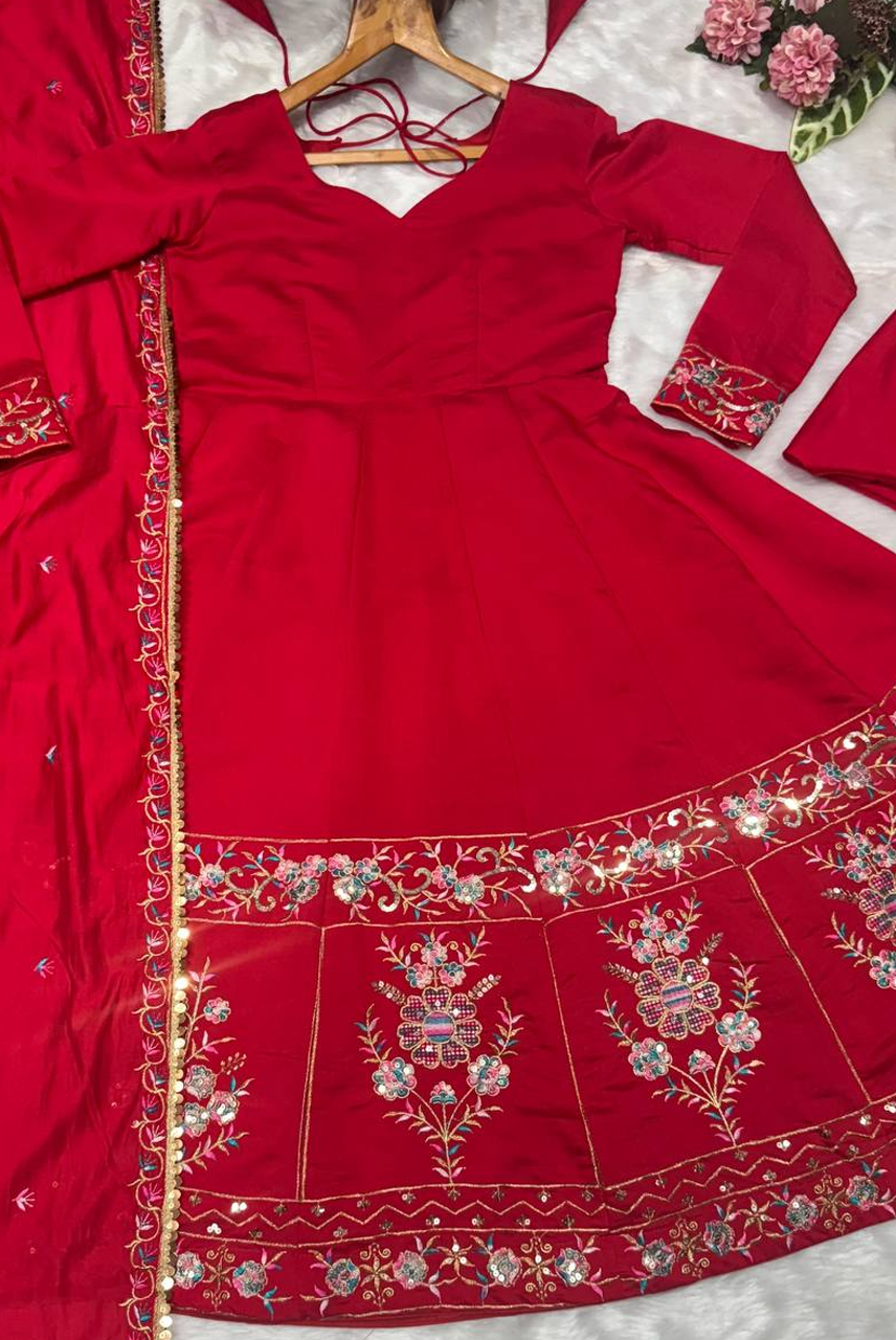 Rang Mahal Crimson Anarkali Set