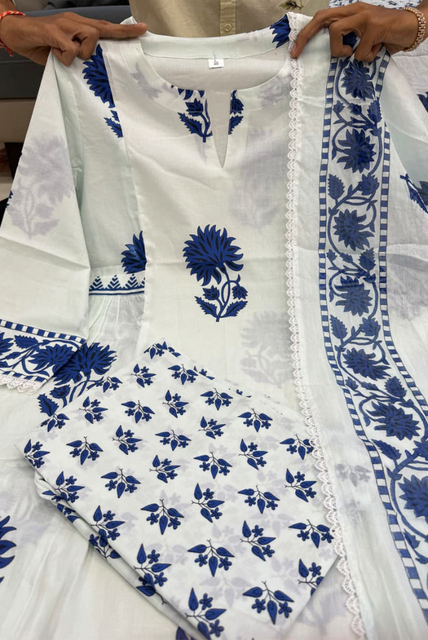 Indigo Heritage Cotton Suit Set