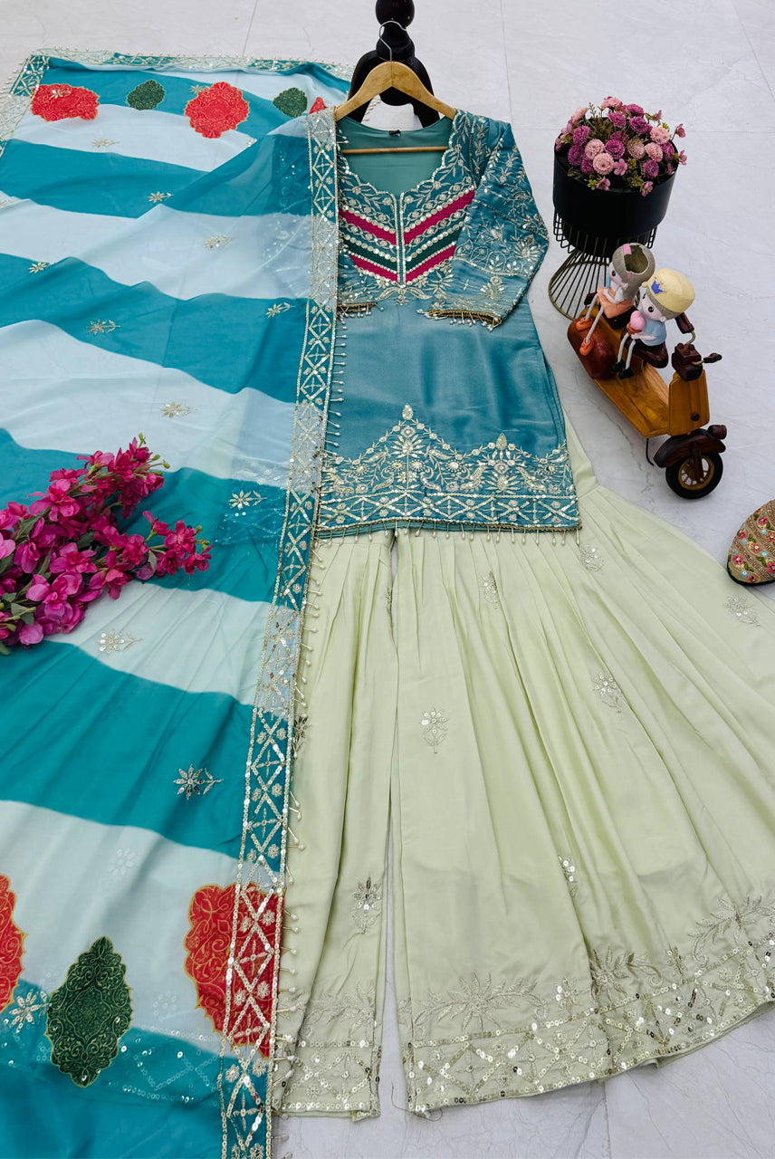 Aqua Noor Gharara Set