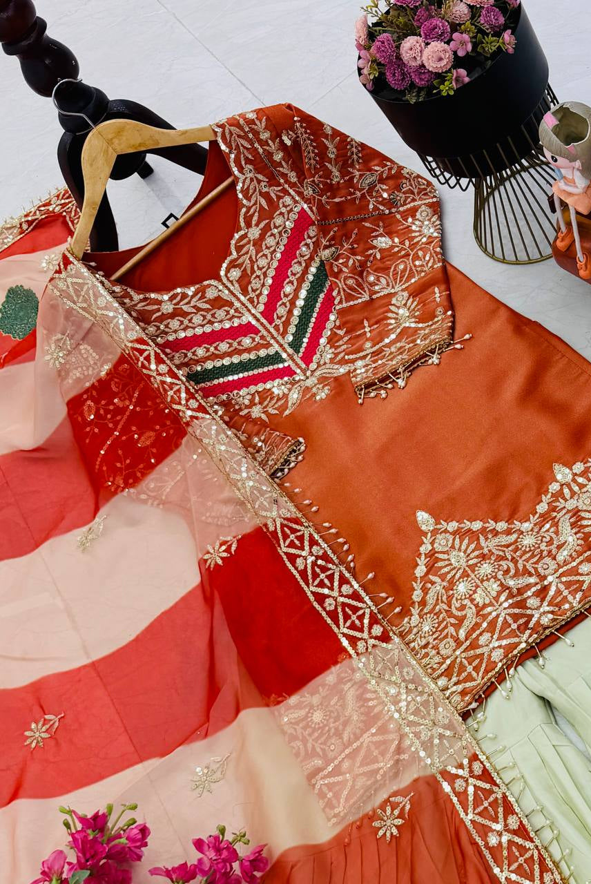 Rust Noor Gharara Set