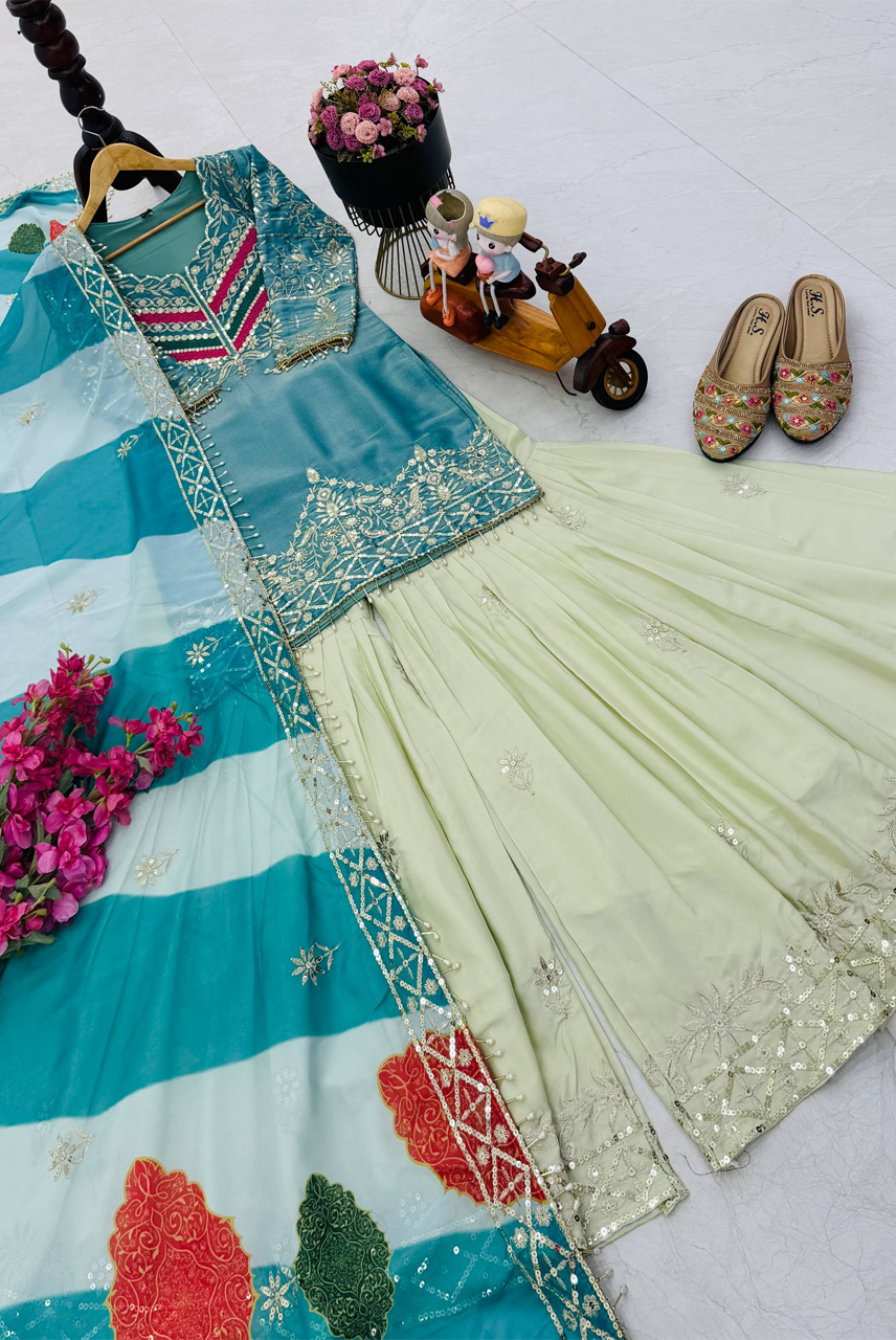 Aqua Noor Gharara Set
