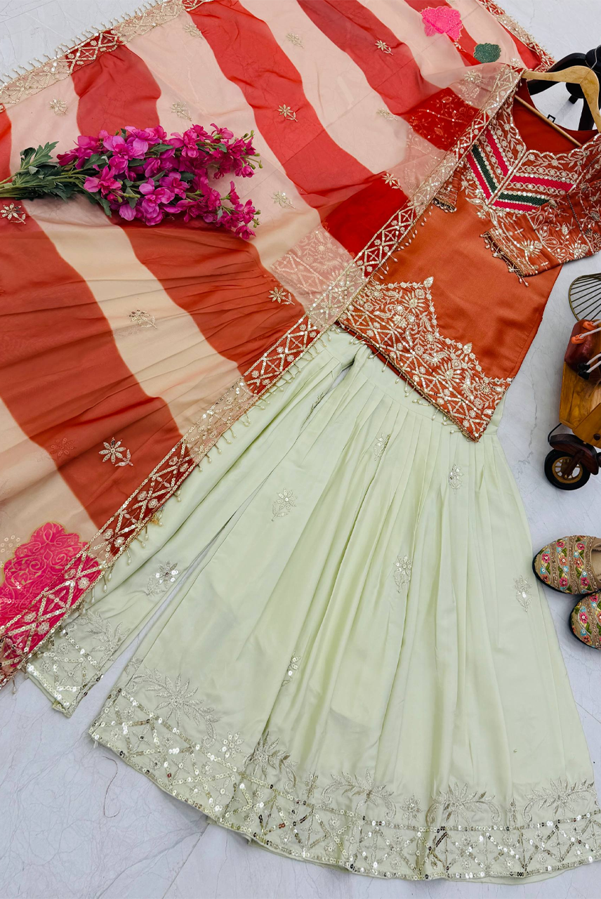 Rust Noor Gharara Set