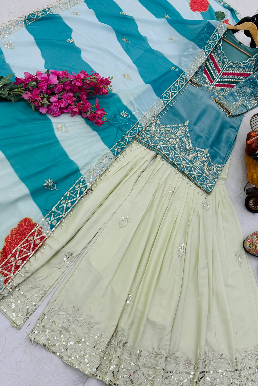 Aqua Noor Gharara Set