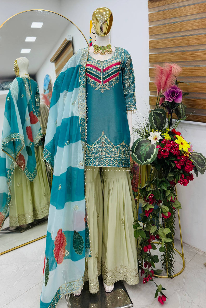 Aqua Noor Gharara Set