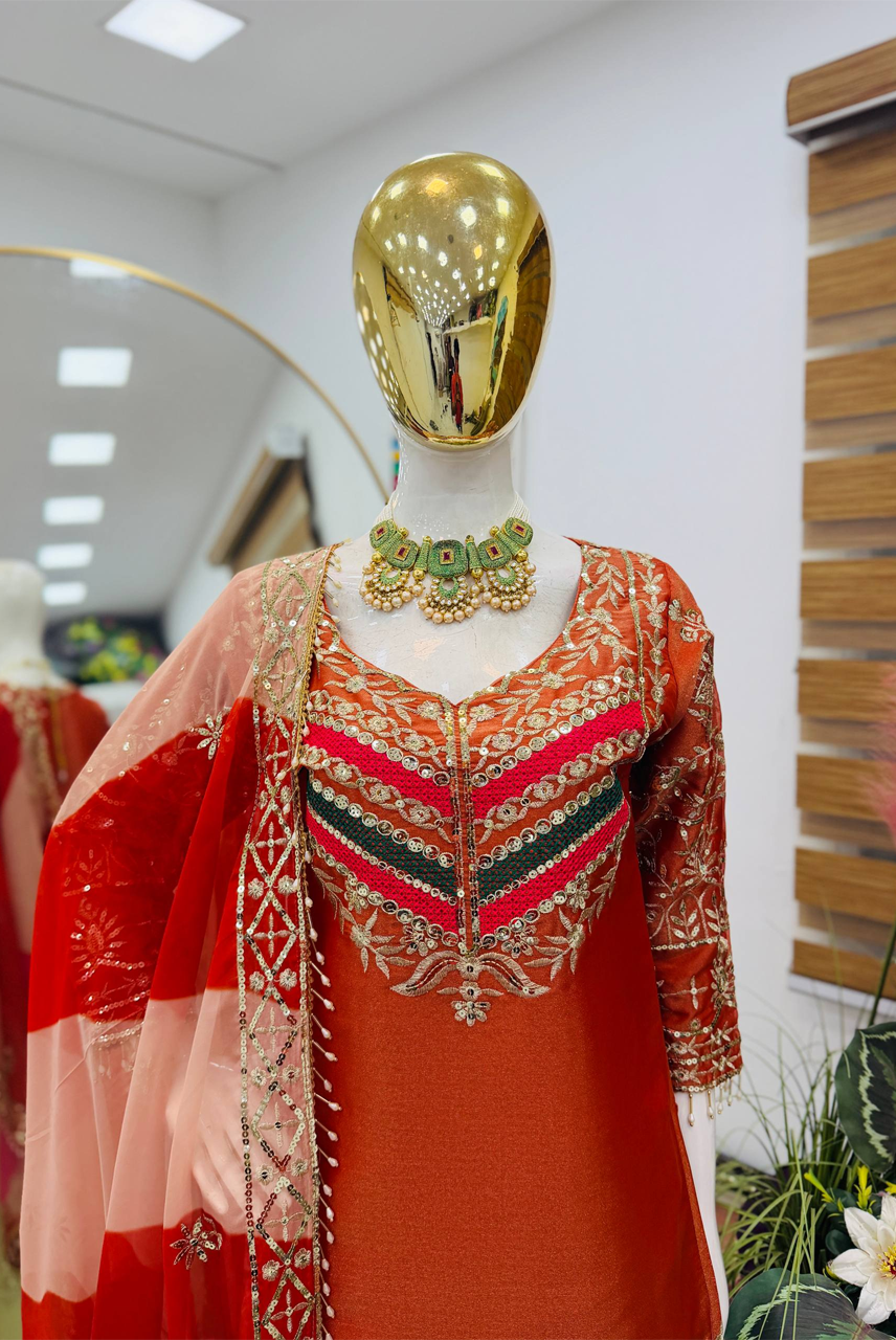 Rust Noor Gharara Set