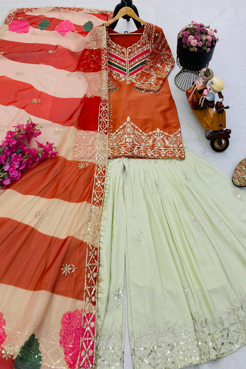 Rust Noor Gharara Set