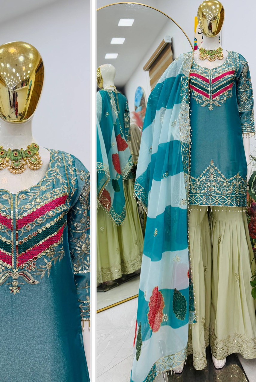 Aqua Noor Gharara Set