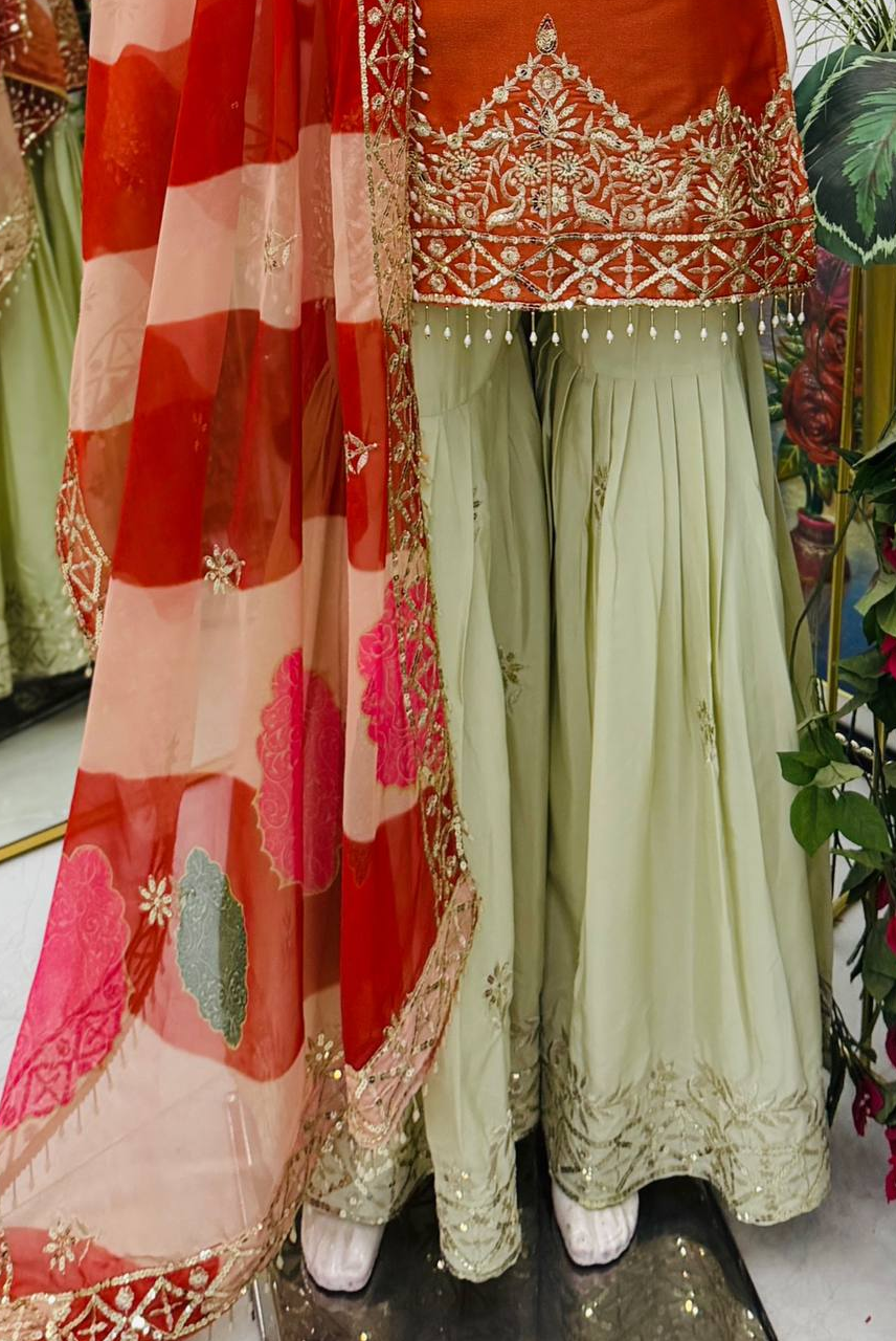 Rust Noor Gharara Set