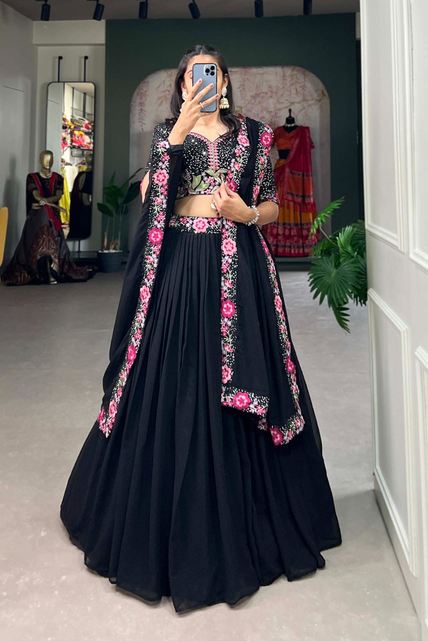 Noir Gulbagh Floral Lehenga Set