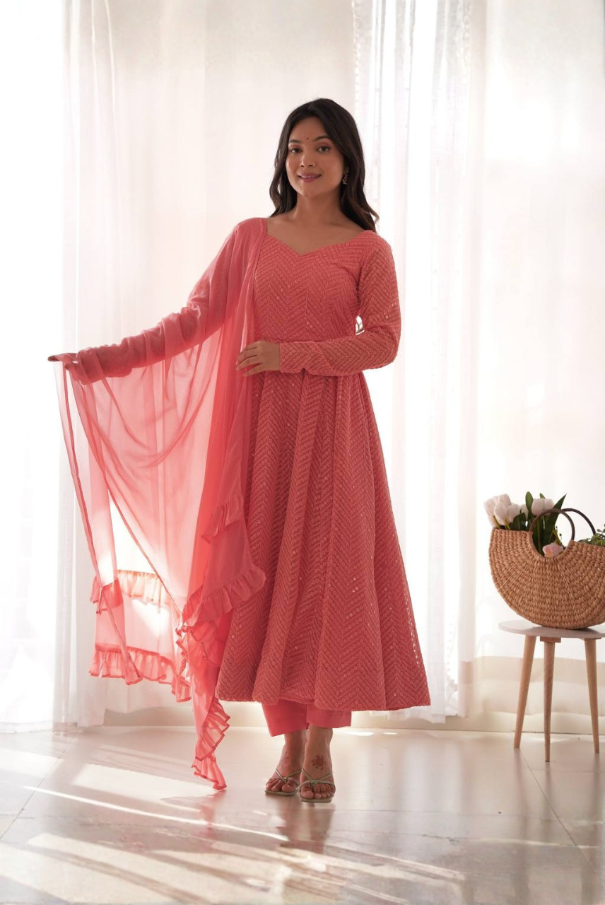 Gulnaar Blush – Sequin Flare Anarkali Set