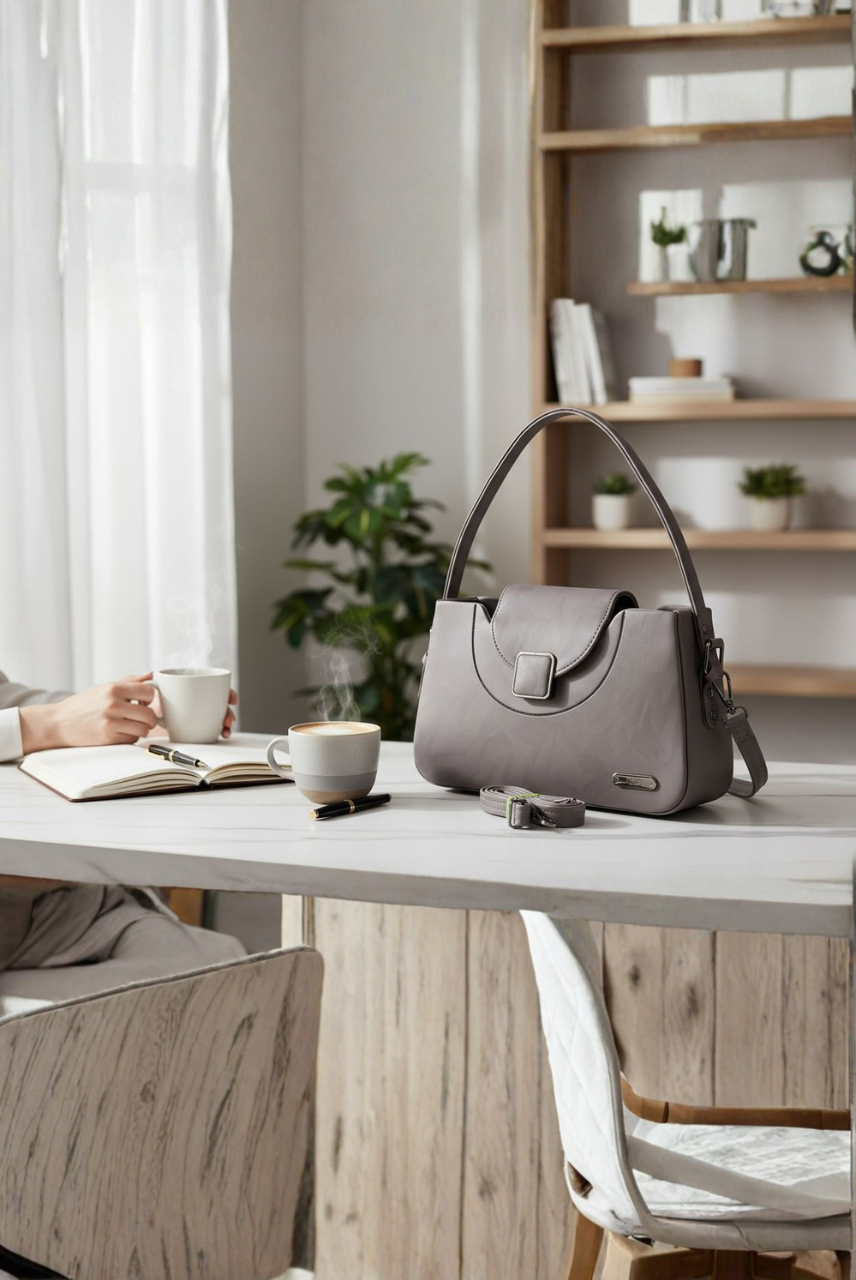 Noor Luxe Handbag – Taupe Edition