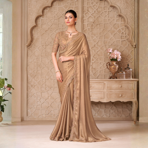 Shehzaadi Elara – Champagne Gold Couture Saree