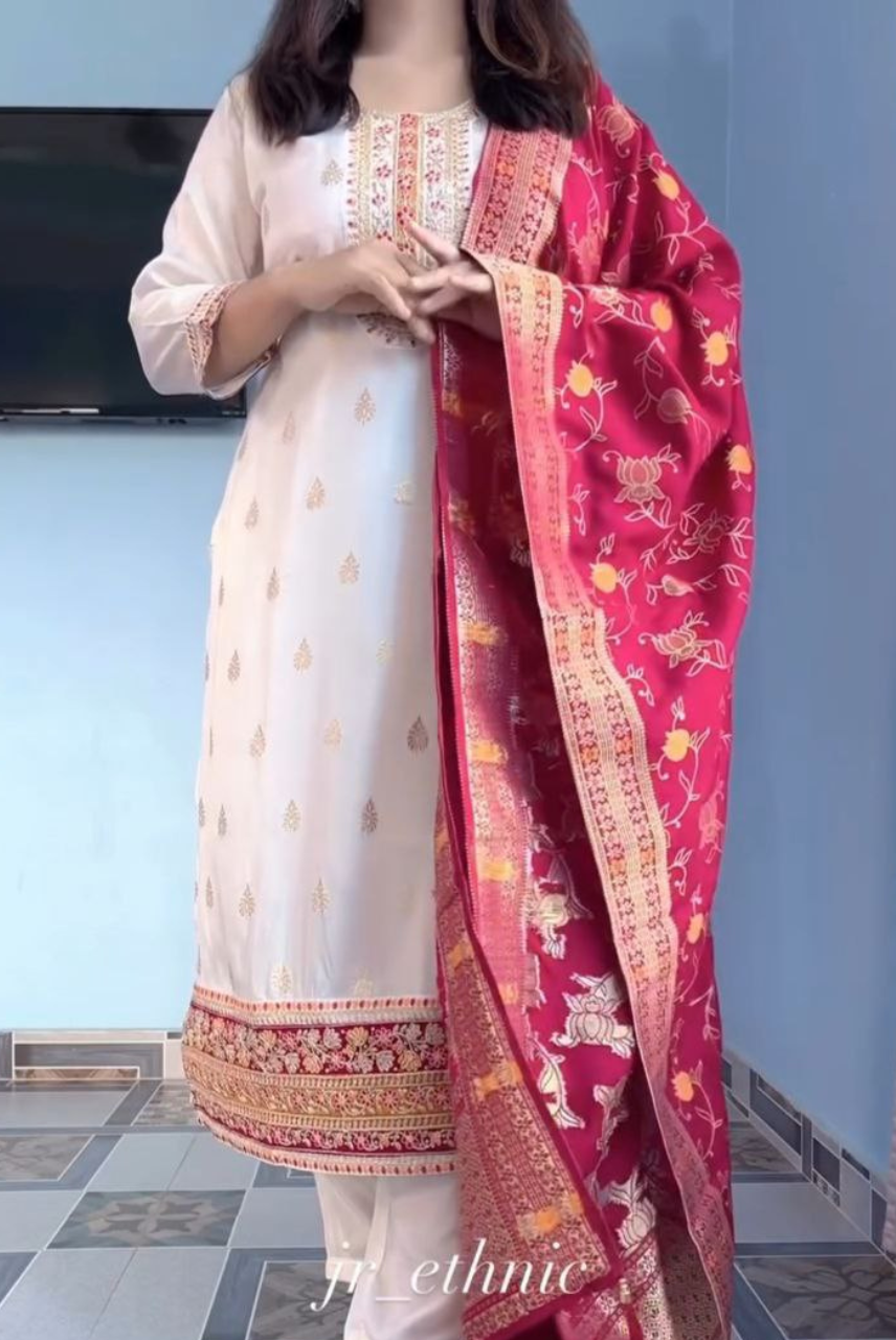 Rajkumari Reet Ivory–Rani Heritage Suit Set