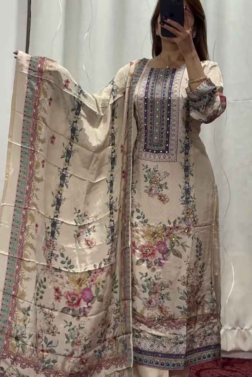 Gulposh Ivory Floral Heritage Suit Set