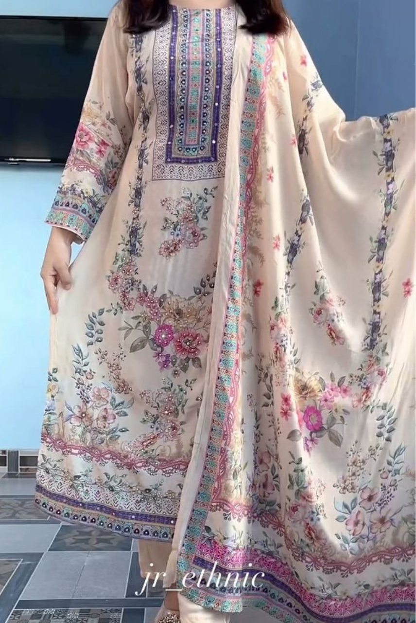 Gulposh Ivory Floral Heritage Suit Set