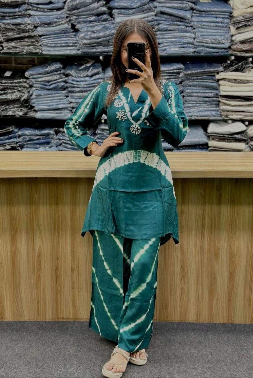 Emerald Bandhej Fusion Kurta Set