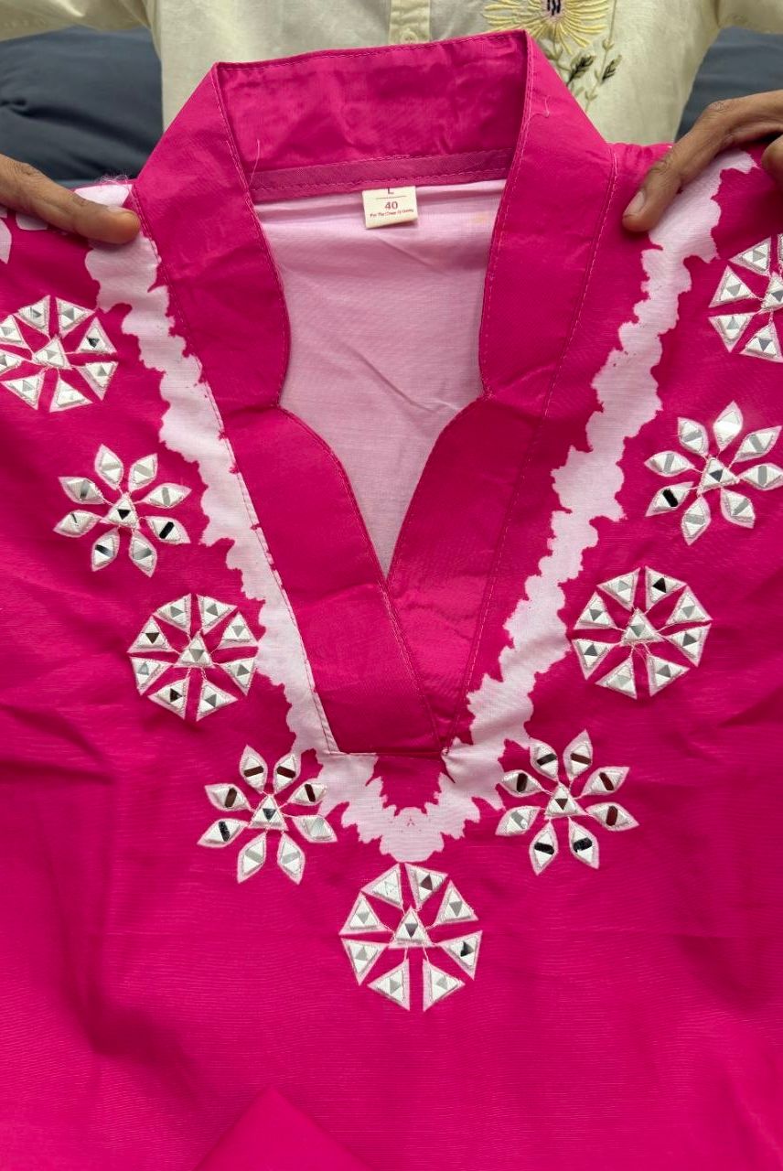 Rani Bandhej Fusion Kurta Set