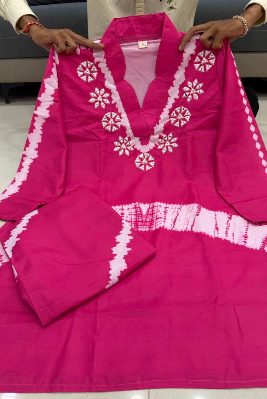 Rani Bandhej Fusion Kurta Set