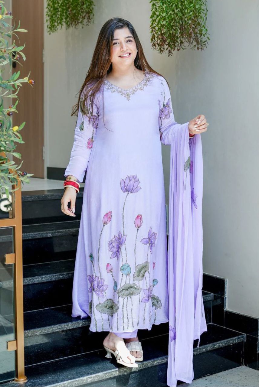 Lavender Lotus Anarkali Set
