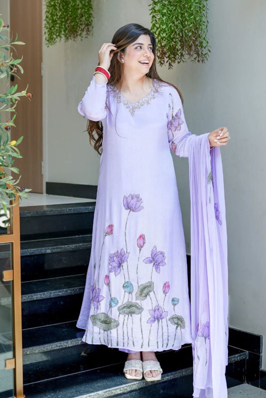 Lavender Lotus Anarkali Set