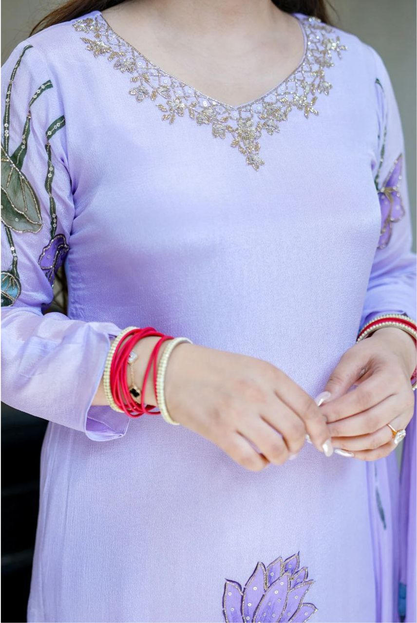Lavender Lotus Anarkali Set