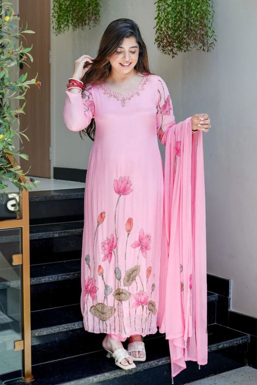 Blush Pink Lotus Anarkali Set
