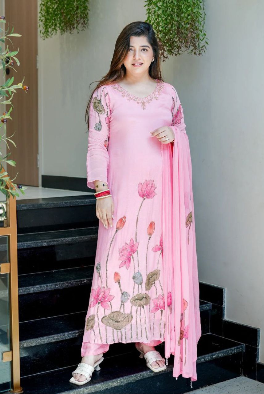 Blush Pink Lotus Anarkali Set