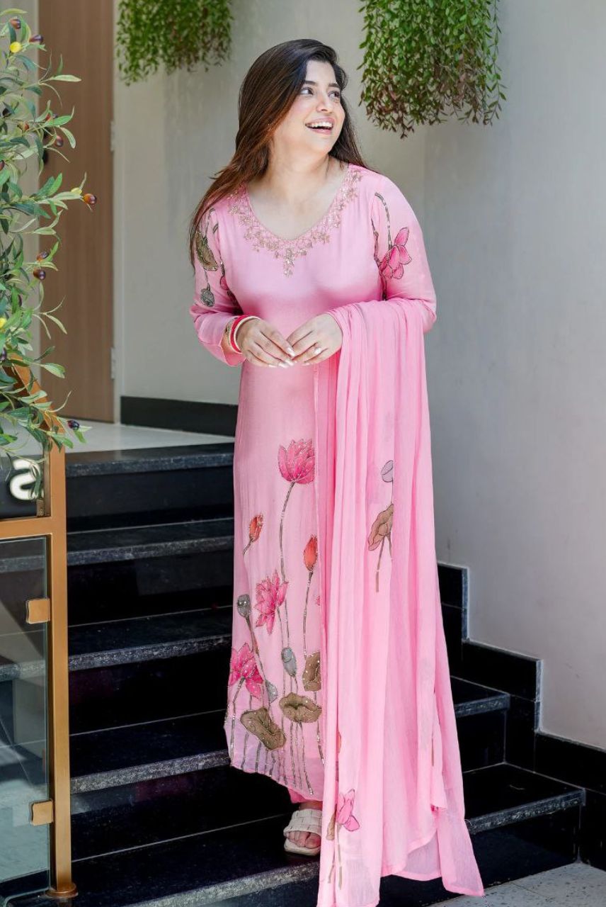 Blush Pink Lotus Anarkali Set