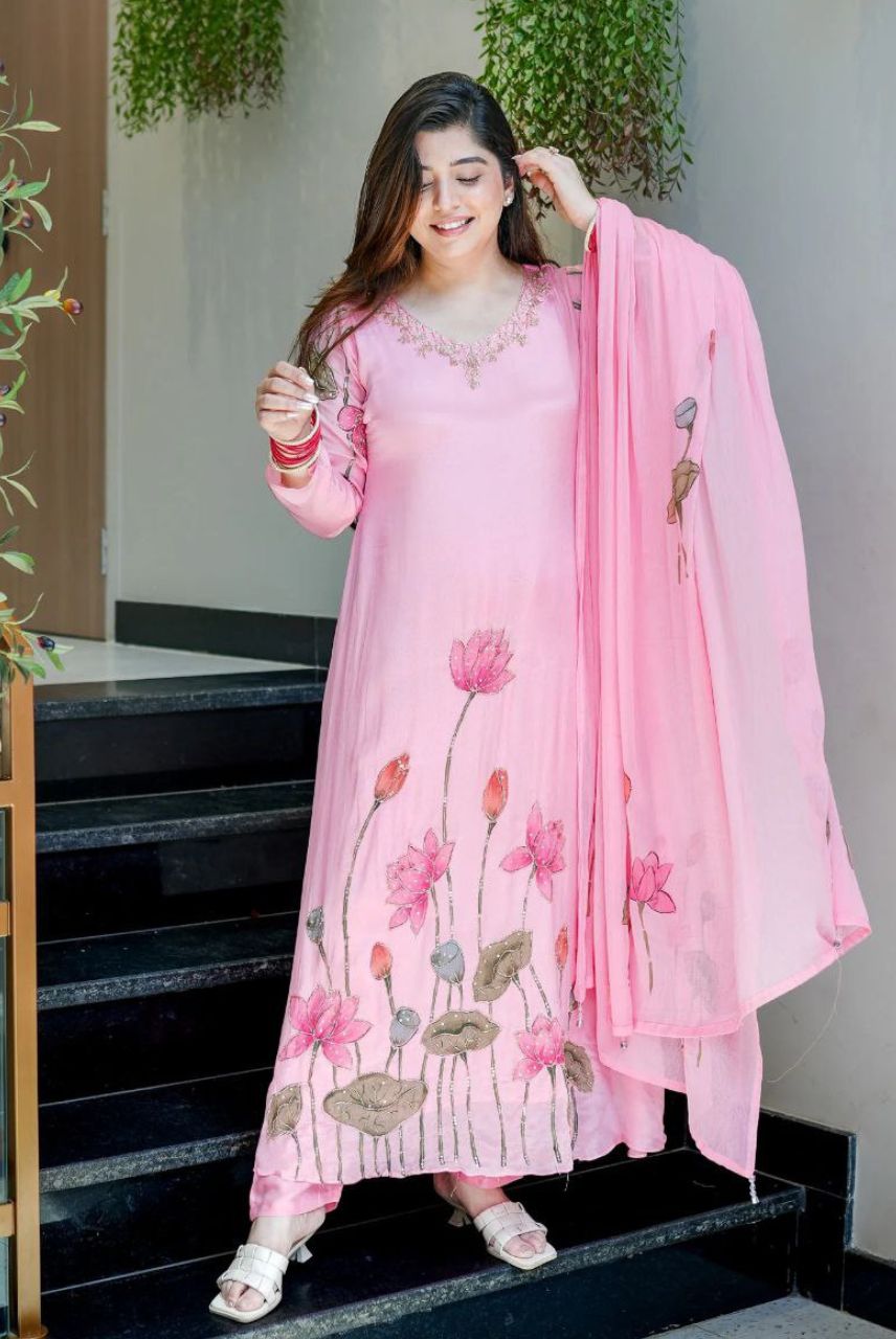 Blush Pink Lotus Anarkali Set