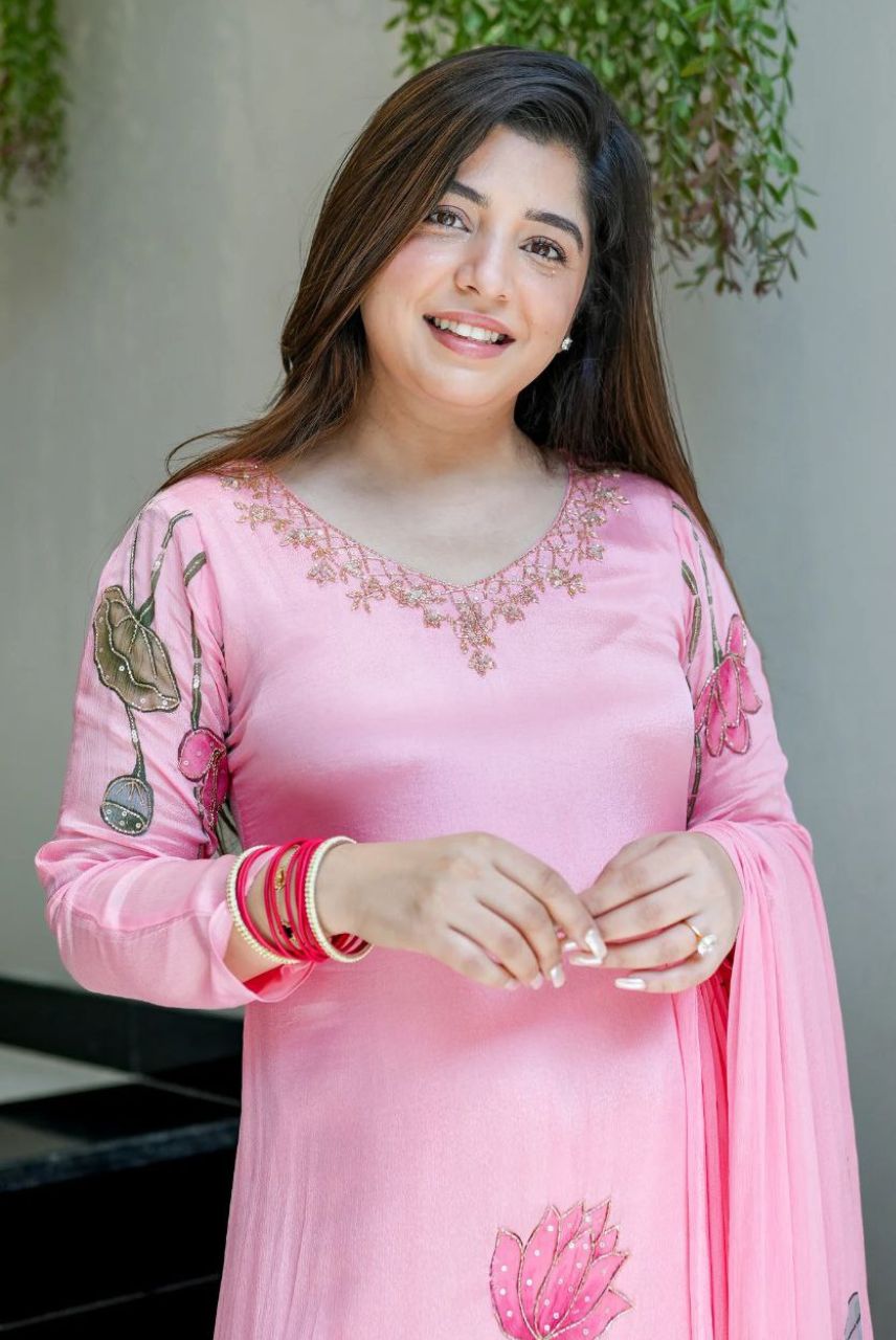 Blush Pink Lotus Anarkali Set