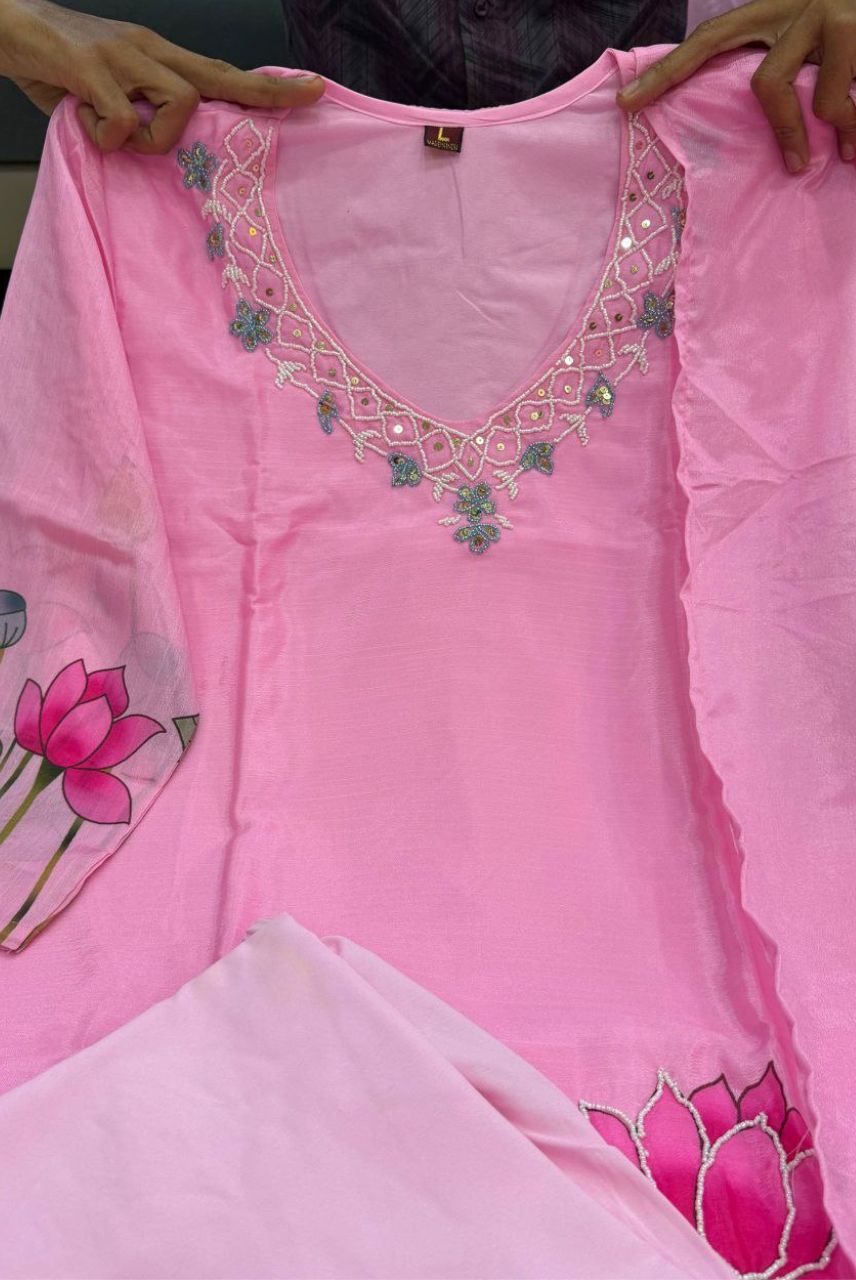 Blush Pink Lotus Anarkali Set