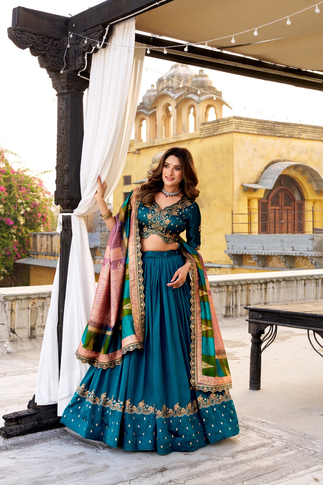 Emerald Royal Embroidered Bridal Lehenga Set