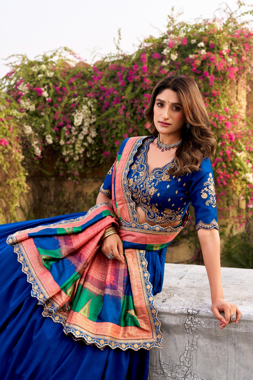Royal Sapphire Embroidered Bridal Lehenga Set