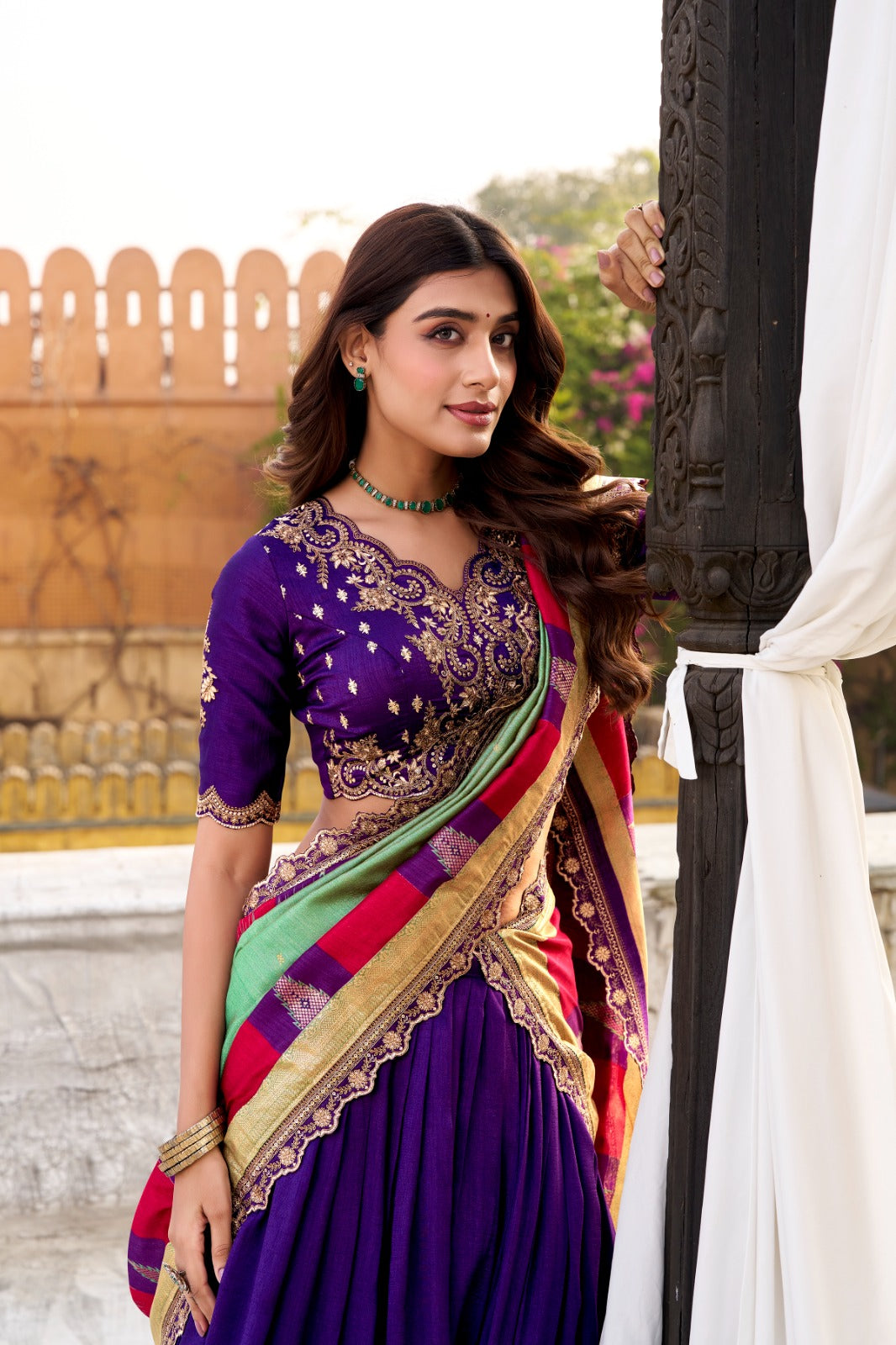 Royal Amethyst Embroidered Bridal Lehenga Set
