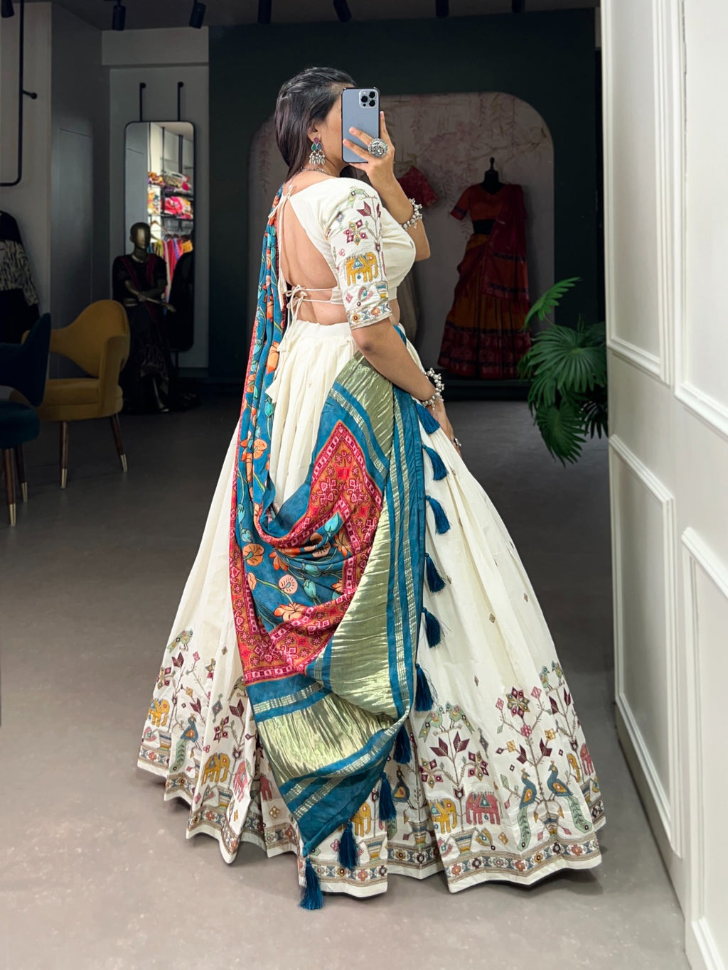 Ivory Peacock Heritage Embroidered Lehenga Set