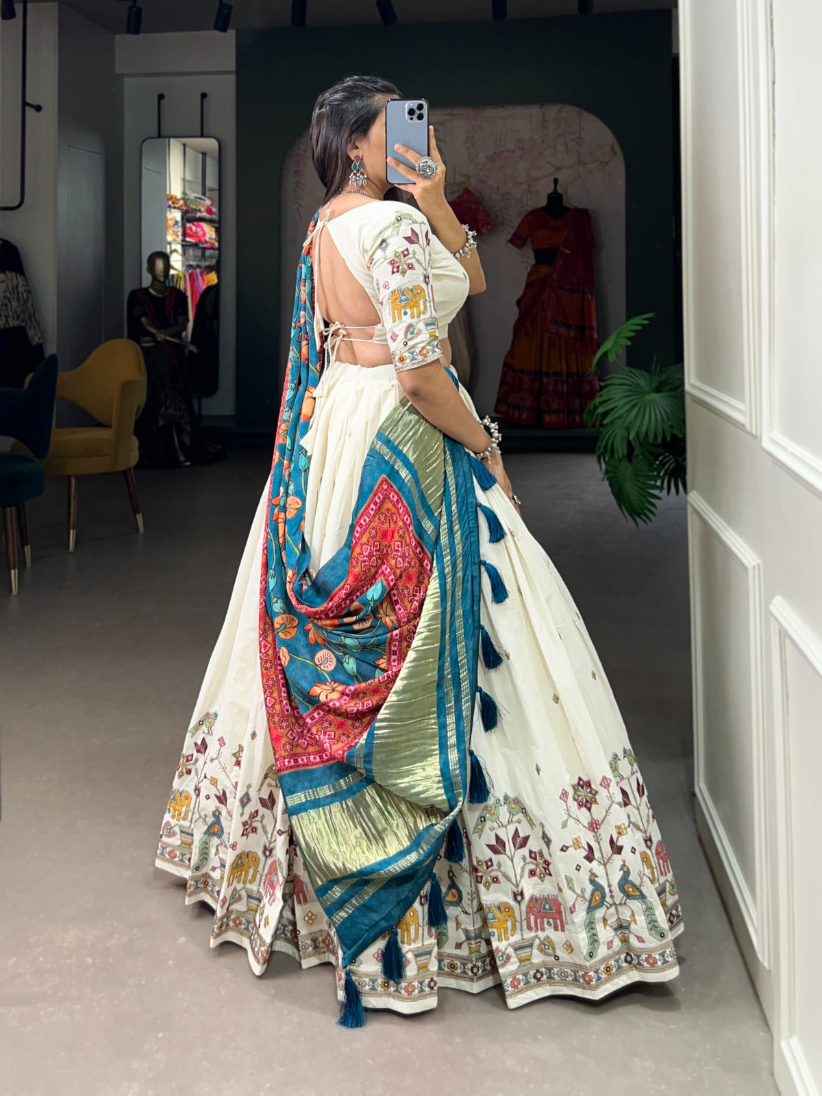 Ivory Peacock Heritage Embroidered Lehenga Set