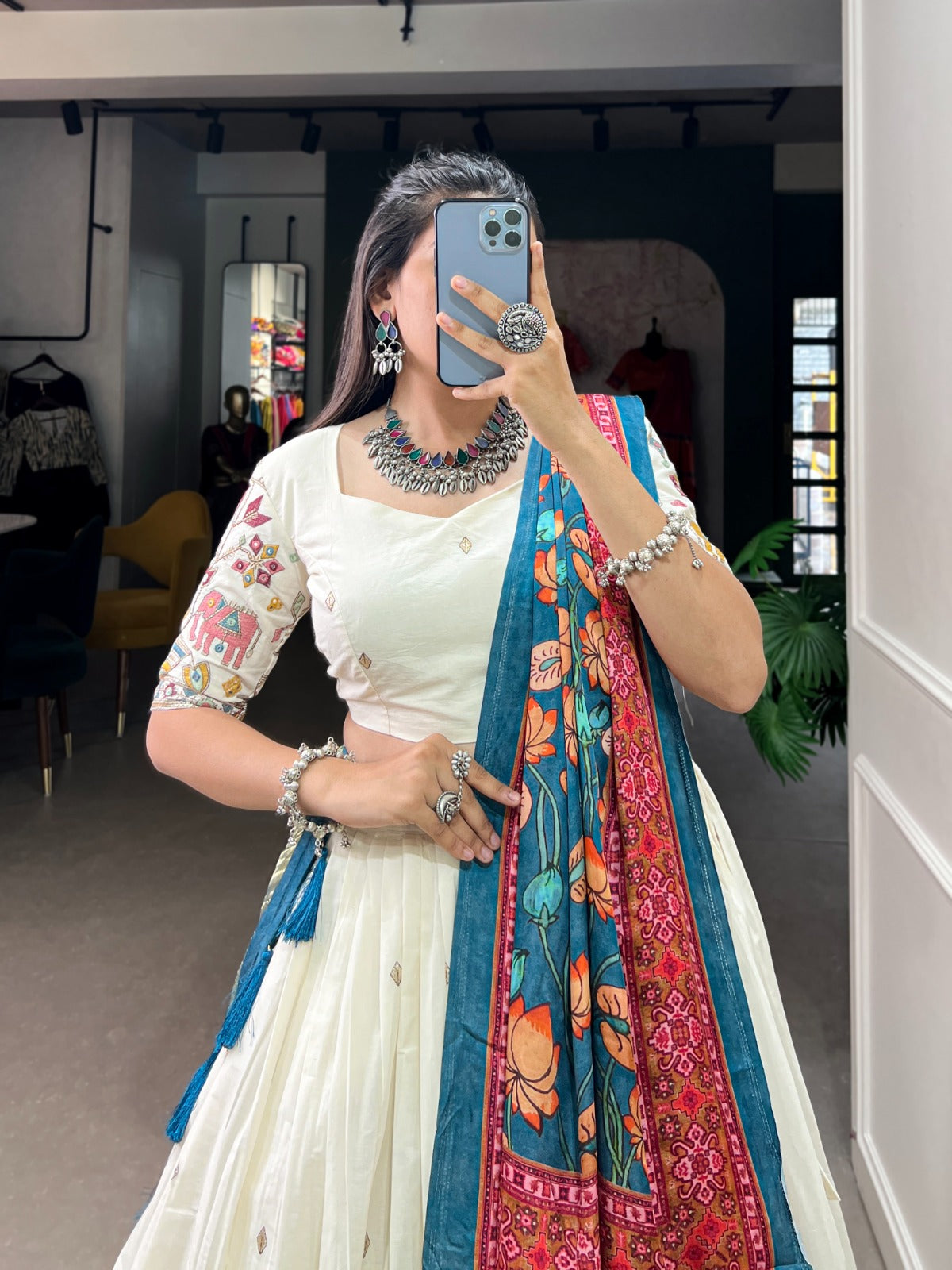 Ivory Peacock Heritage Embroidered Lehenga Set